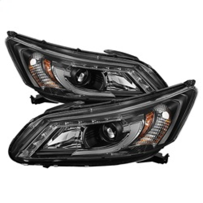 Phares de projecteur Spyder Honda Accord 2013-2015 4DR Barre lumineuse DRL Noir PRO-YD-HA13-LBDRL-BK