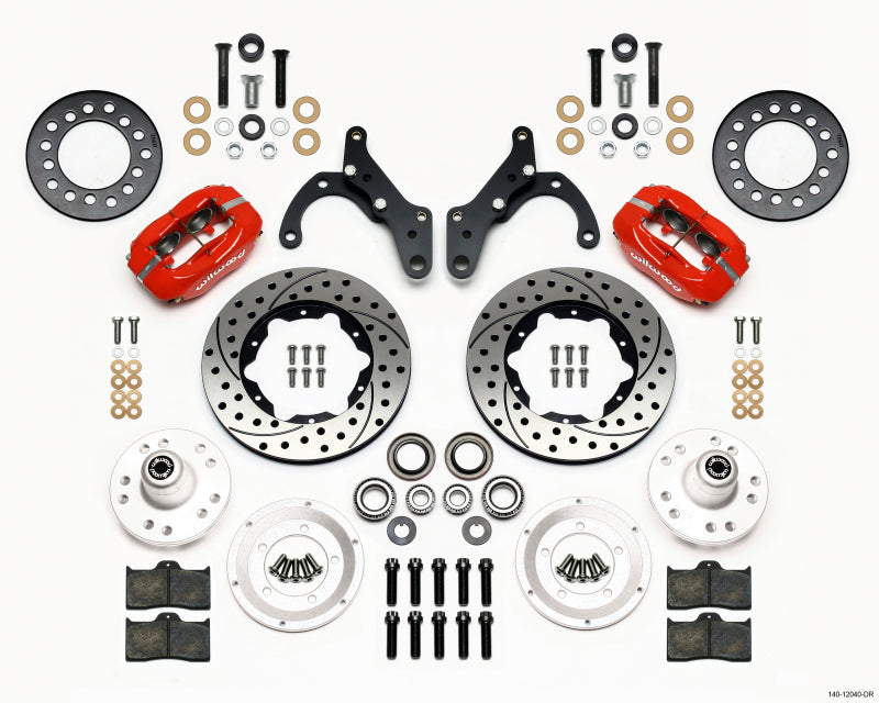 Kit avant Wilwood Forged Dynalite 11,00 po Drill-Red 69-70 Impala Drum/Disc 69-82 Vette