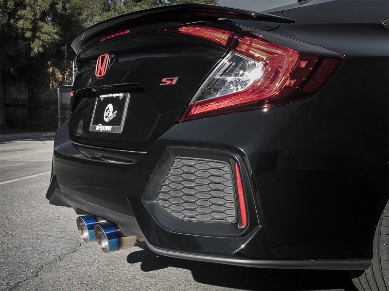Système d'échappement Cat-Back aFe Takeda 3 pouces 304 SS avec embouts bleus 2017+ Honda Civic Si 4Dr I4 1,5 L (t)