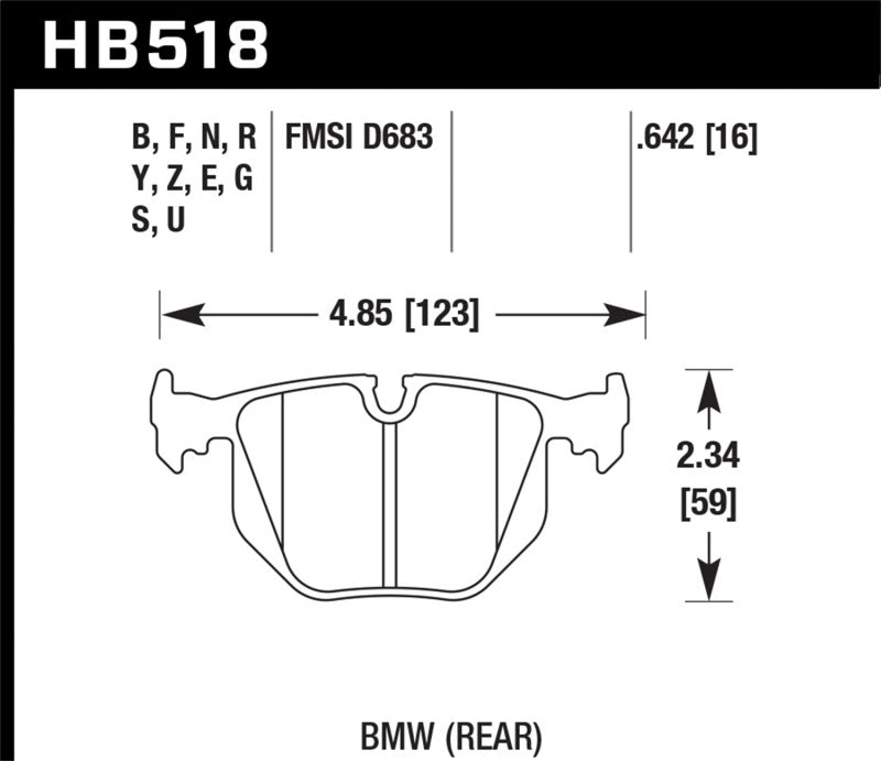 Frein arrière de course Hawk BMW 330CI/330I/330XI/525i/740i/754iL/M3/M5/X3/X5/Z4/Z8 / Range Rover HSE HT-10