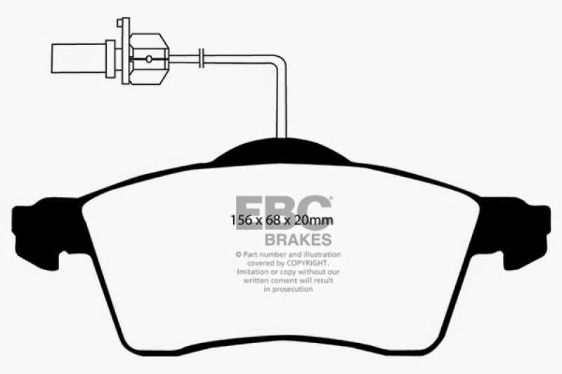 EBC 00 Volkswagen Eurovan 2.8 (ATE) avec câbles d'usure Plaquettes de frein avant Greenstuff