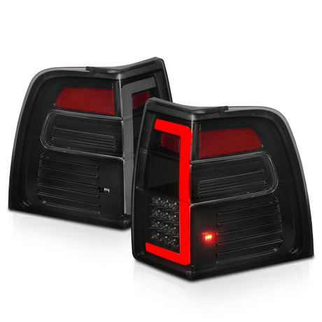 Feux arrière à LED ANZO 07-17 Ford Expedition avec barre lumineuse, boîtier noir, lentille fumée