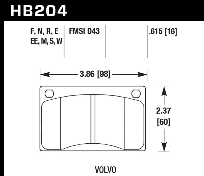 Plaquettes de frein avant Hawk 90-93 Volvo 240 DTC-30