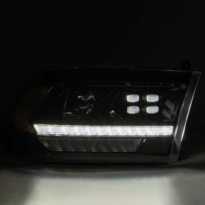 Phares à LED AlphaRex 09-18 Dodge Ram 2500 LUXX de style planche noir avec éclairage actif/DRL