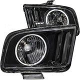 Phares en cristal ANZO 2005-2009 Ford Mustang avec halo noir (CCFL)