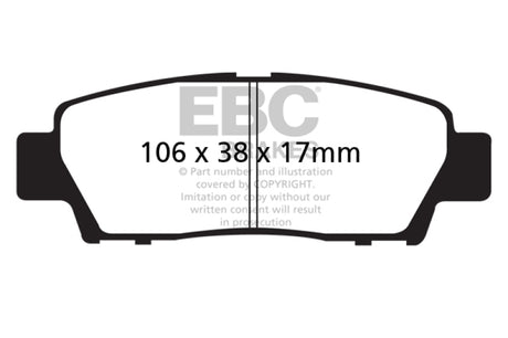 Plaquettes de frein arrière EBC 95-96 Toyota Avalon 3.0 Yellowstuff