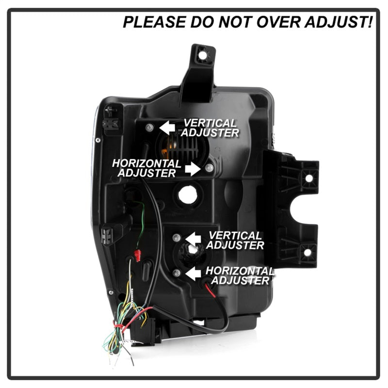 Phares à DEL haute puissance Spyder Ford F-250/350/450 08-10 V2 - Interrupteur arrière - Noir PRO-YD-FS08PL-SBLB-BK