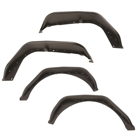 Ensemble complet de garde-boue en tube d'acier Rugged Ridge HD noir 18-19 JL