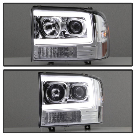 Phares de projecteur à barre lumineuse Spyder 99-04 Ford F-250 Super Duty - Chrome (PRO-YD-FF25099V2-LB-C)