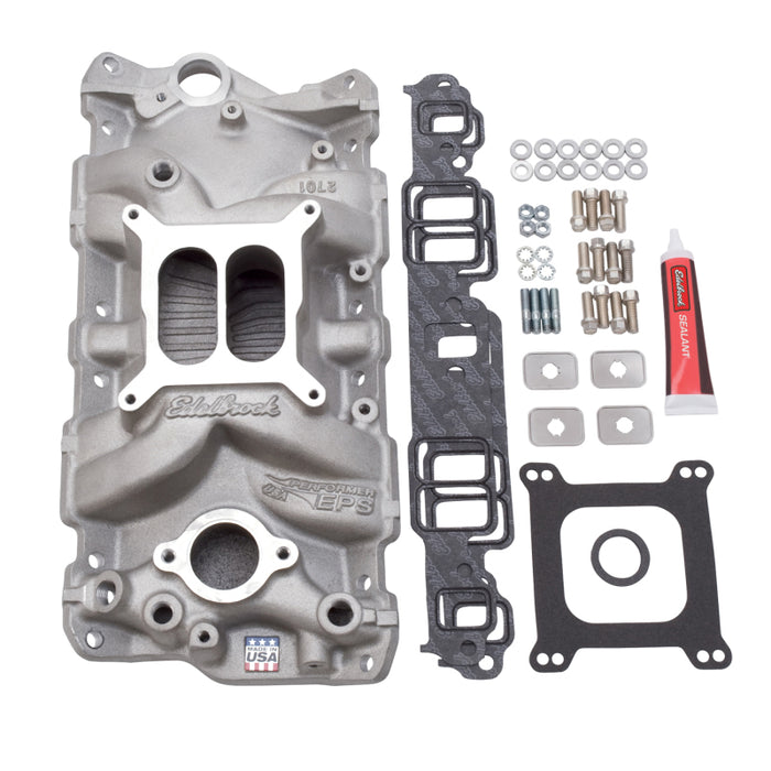 Collecteur Edelbrock avec kit d'installation Performer Eps SBC 1957-1986 Finition naturelle