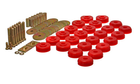Ensemble de supports de carrosserie rouge Energy Suspension Chevy 59-64 Belair/Biscayne/Caprice/Impala /59-63 El Camino