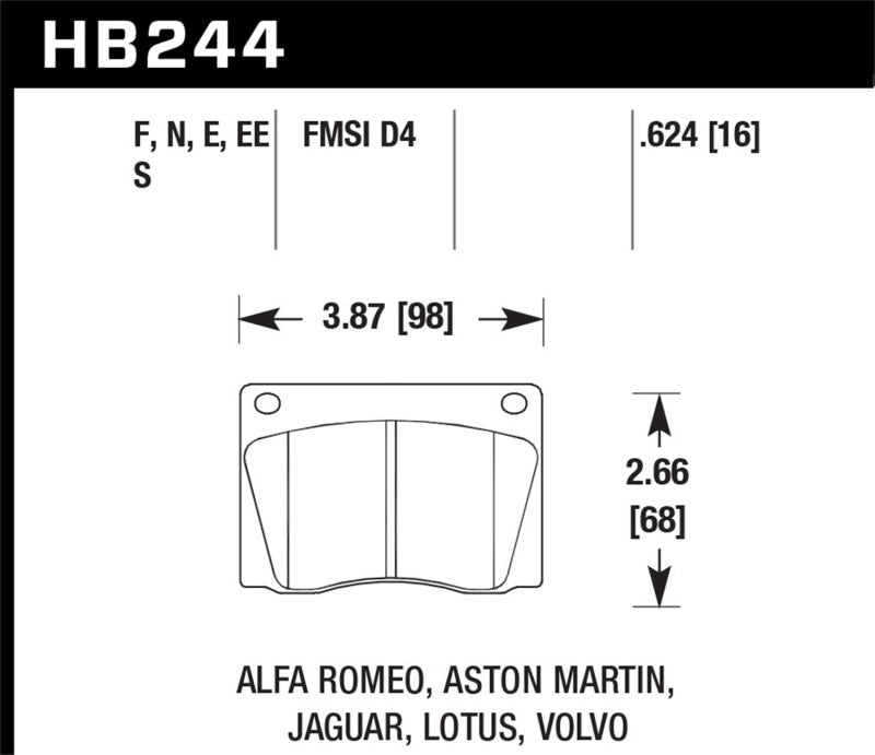 Hawk Blue Jaguar/Aston Martin/Alfa Romeo/Lotus Blue-9012 Front Race Brake Pads