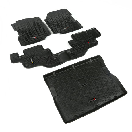 Revêtement de sol avant/arrière/cargo Rugged Ridge noir pour Jeep Wrangler/CJ 1976-1995