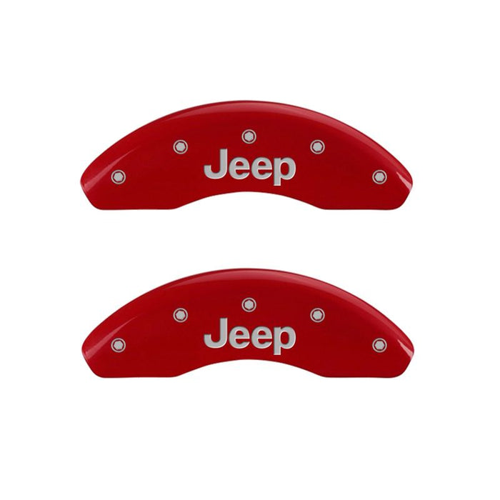 Couvre-étriers MGP 4 gravés à l'avant JEEP Logo de calandre JEEP gravé à l'arrière Finition rouge argent ch