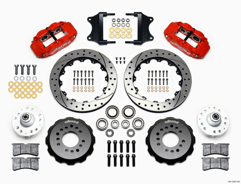 Wilwood Narrow Superlite 6R Front Hub Kit 12.88in Red Heidts Tri -5 2 inch Drop Spindle