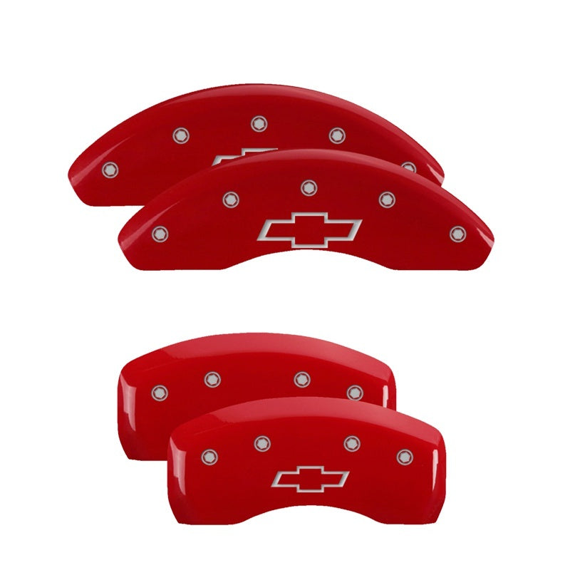 MGP 4 Caliper Covers Engraved Front & Rear Bowtie Red finish silver ch