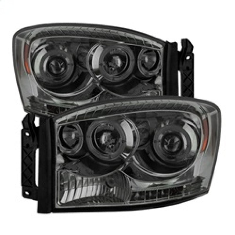 Phares de projecteur Spyder Dodge Ram 1500 06-08/Ram 2500 06-09 LED Halo LED Smke PRO-YD-DR06-HL-SM