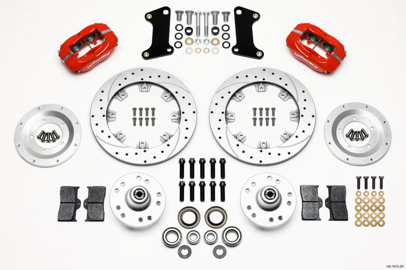 Wilwood Forged Dynalite Front Kit 12.19in Drill-Zinc Red 67-69 Camaro 64-72 Nova Chevelle