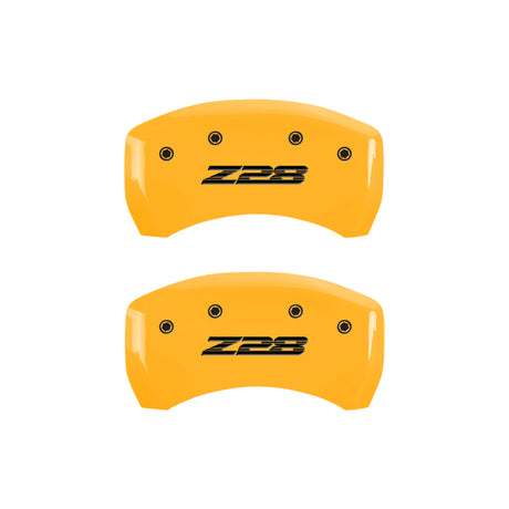 Couvre-étriers MGP 4 gravés avant Camaro arrière Z28 finition jaune noir Char 2000 Chevy Camaro