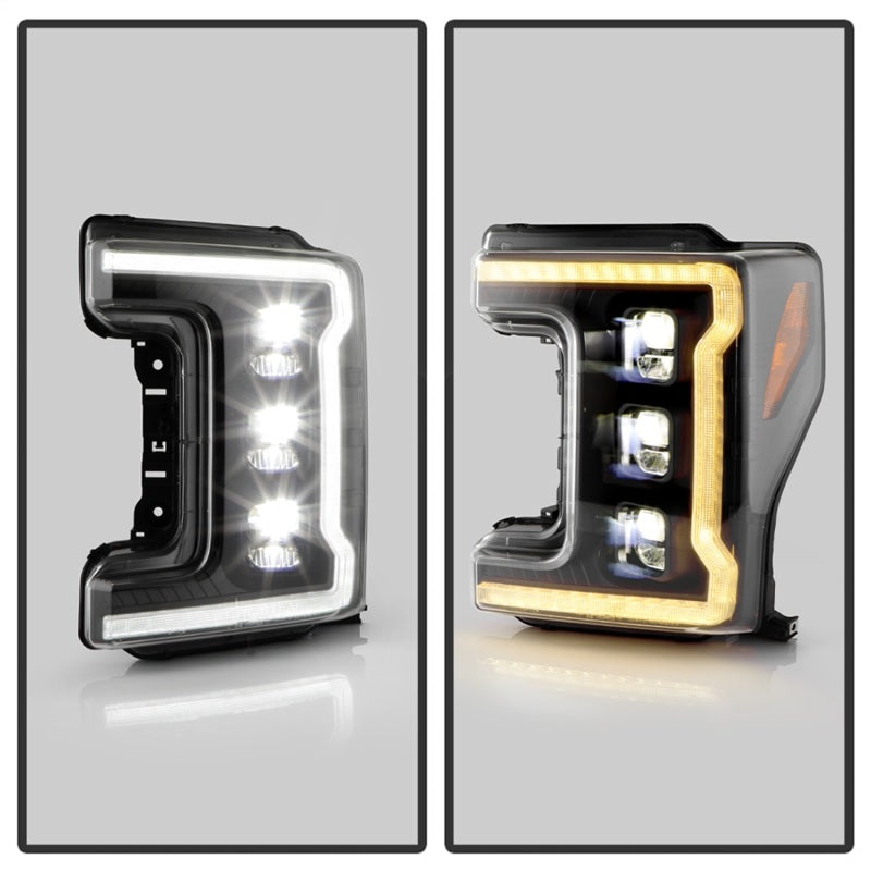 Phares avant Spyder à LED chromés pour Ford F-250/F-350/F450 17-18 PRO-YD-FS17HALAP-SEQ-BK