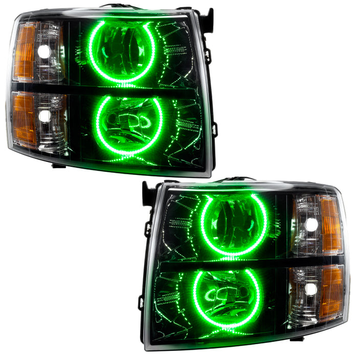 Phares Halo assemblés Oracle Lighting 07-13 Chevrolet Silverado de style rond - Vert VOIR LA GARANTIE