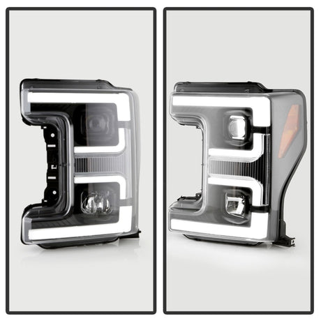 Spyder 17-18 Ford F250/F350/F450 Modèle halogène uniquement - Barre lumineuse blanche - Noir - PRO-YD-FS17HALSI-BK