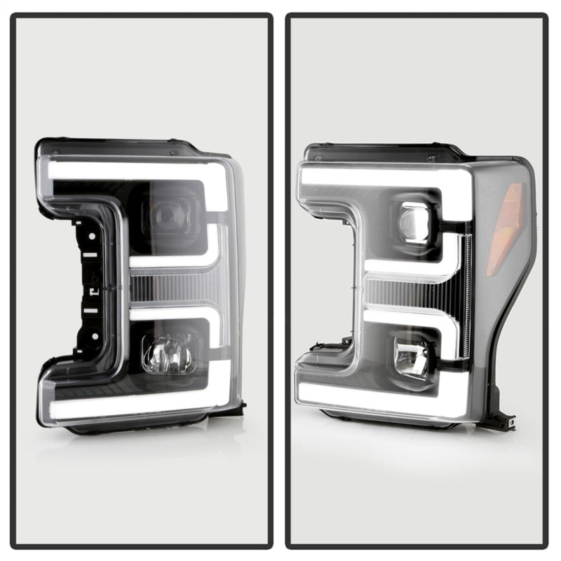 Spyder 17-18 Ford F250/F350/F450 Modèle halogène uniquement - Barre lumineuse blanche - Noir - PRO-YD-FS17HALSI-BK