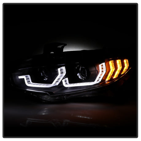 Phares de projecteur Spyder Honda Civic 16- 2DR/4DR/Hatchback - Noir PRO-YD-HC16SI-SEQGR-BK