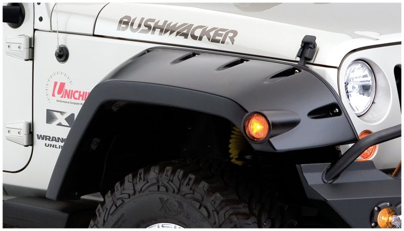 Bushwacker 07-18 Jeep Wrangler Max Pocket Style Flares 2 pièces Couverture étendue - Noir