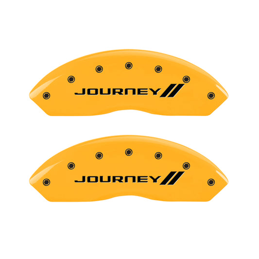 MGP 4 Caliper Covers Engraved Front & Rear With stripes/Journey Yellow finish black ch