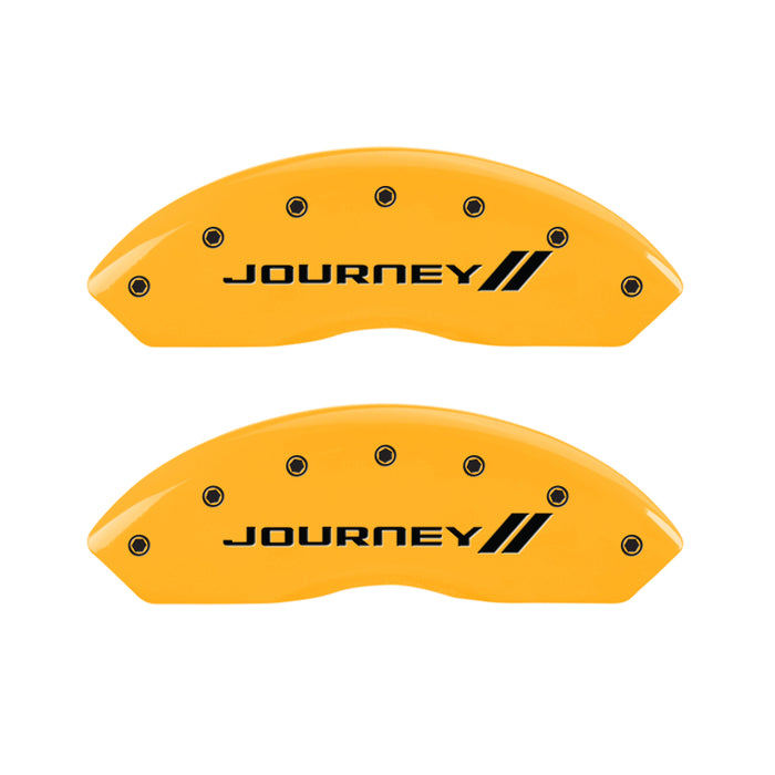 Couvre-étriers MGP 4 gravés avant et arrière avec bandes/finition jaune Journey noir ch