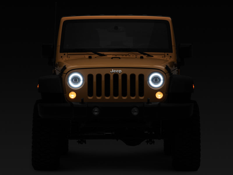 Phares à LED Raxiom 07-18 Jeep Wrangler JK Axial Series - Boîtier noir (lentille transparente)