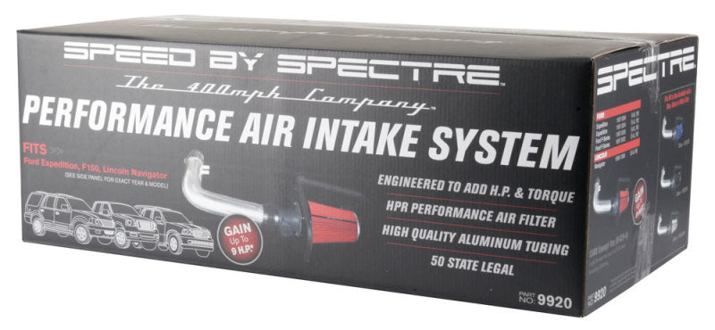 Kit d'admission d'air Spectre 97-03 Ford Expedition V8-4.6/5.4LF/I - Poli avec filtre rouge