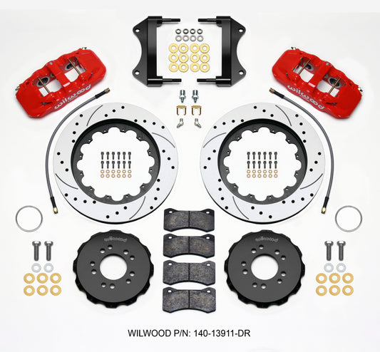 Wilwood AERO6 Front Hat Kit 15.00 Drilled Red 2014-up Corvette C7 w/Lines