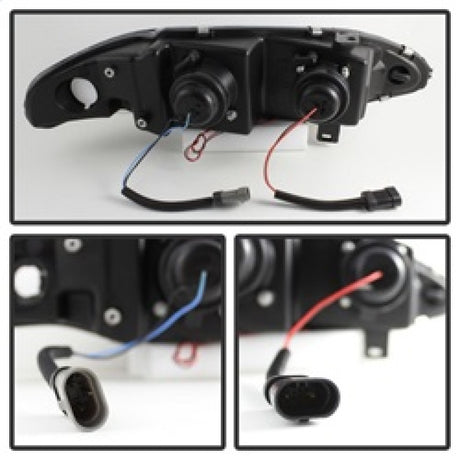 Phares de projecteur Spyder Mitsubishi Eclipse 97-99 LED Halo noir haut H1 bas H1 PRO-YD-ME97-HL-BK