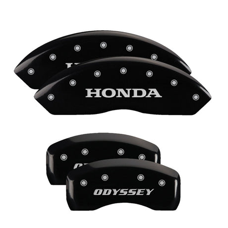 Couvre-étriers MGP 4 gravés à l'avant, logo Honda gravé à l'arrière, finition noire, argent ch