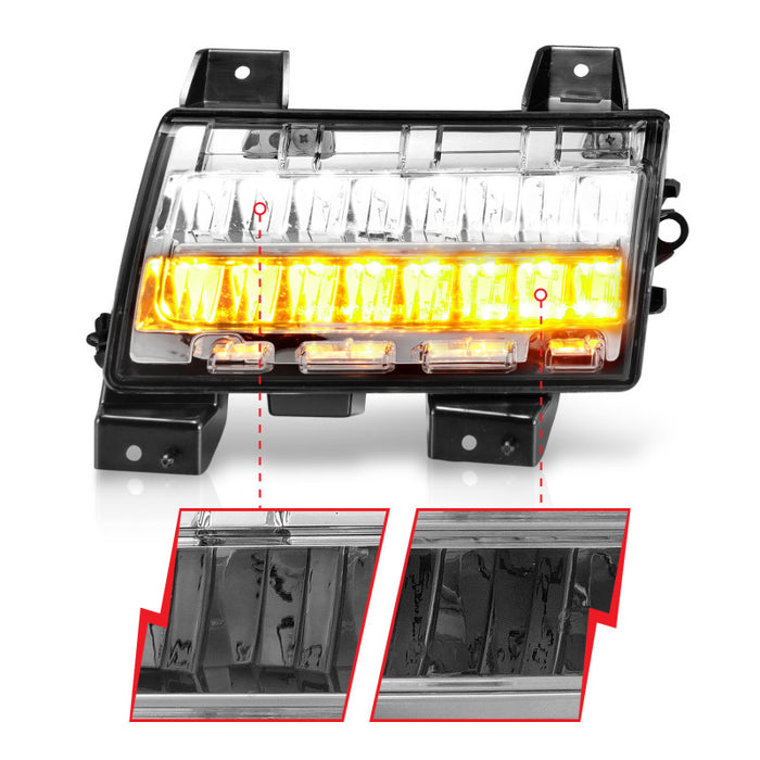 ANZO 2018-2021 Jeep Wrangler LED Side Markers Chrome Housing Clear Lens w/ Sequential Signal