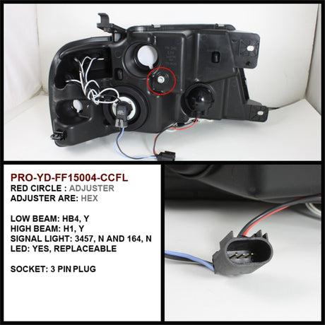 Phares de projecteur Spyder Ford F150 04-08 Version 2 CCFL Halo LED Blk PRO-YD-FF15004-CCFL-G2-BK