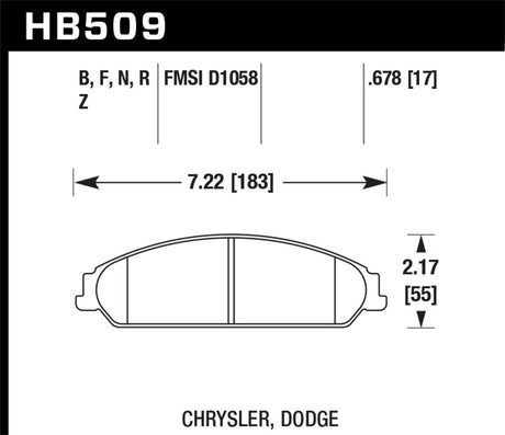 Plaquettes de frein avant HPS 5.0 pour Chrysler 200 (avec freins XR1) Hawk 2013-2014