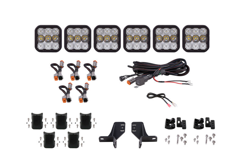 Kit de barre lumineuse de calandre à 6 modules CrossLink Bronco SS5 de Diode Dynamics Sport - Combo blanc