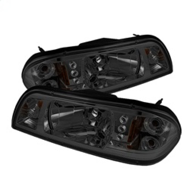 Phares Spyder Ford Mustang 87-93 1PC LED (LED remplaçables) Cristal Noir HD-YD-FM87-1PC-LED-SM