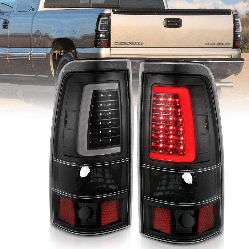 Feux arrière à LED ANZO 2003-2006 Chevy Silverado 1500 style planche noir avec lentille transparente