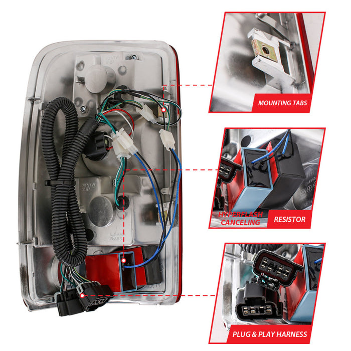 Feux arrière à LED ANZO 2000-2006 Chevrolet Suburban Rouge/Clair