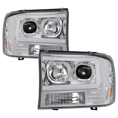 Phares de projecteur à barre lumineuse Spyder 99-04 Ford F-250 Super Duty - Chrome (PRO-YD-FF25099V2-LB-C)