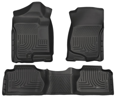 Revêtements de sol noirs Husky Liners 07-12 pour cabine allongée Chevy Silverado/GMC Sierra WeatherBeater Combo