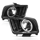 Phares en cristal ANZO 2005-2009 Ford Mustang avec halo noir (CCFL)