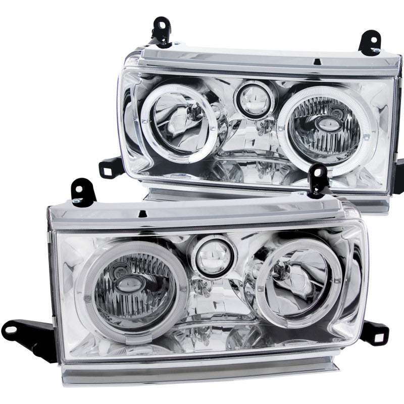 Phares en cristal ANZO 1991-1994 Toyota Land Cruiser avec halo chromé