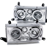 Phares en cristal ANZO 1991-1994 Toyota Land Cruiser avec halo chromé