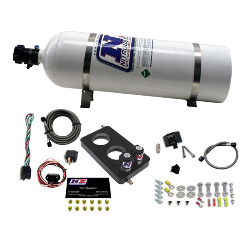 Nitrous Express 05-10 Ford Mustang 4.6L 3 Valve Nitrous Plate Kit (50-150HP) w/15lb Bottle