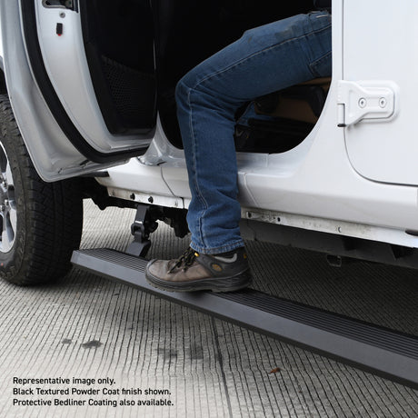 Kit de marchepieds électriques Go Rhino 18-23 Jeep Wrangler 2dr E-BOARD E1 (sans perçage) - Revêtement de doublure de lit